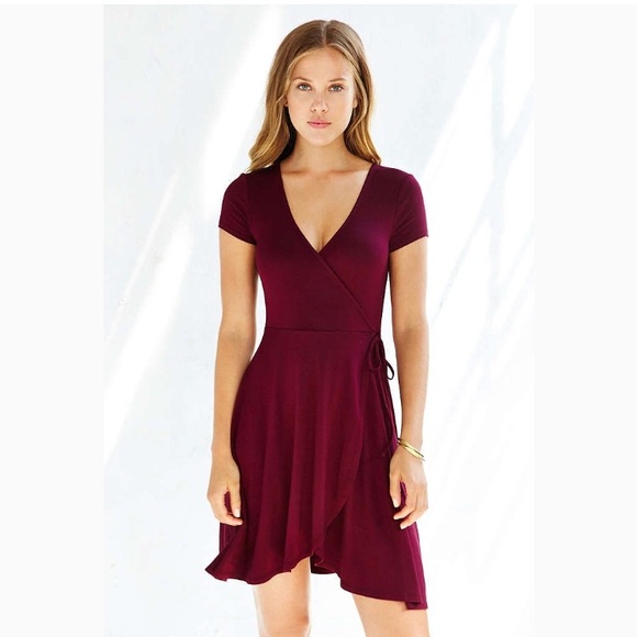 dark purple wrap dress